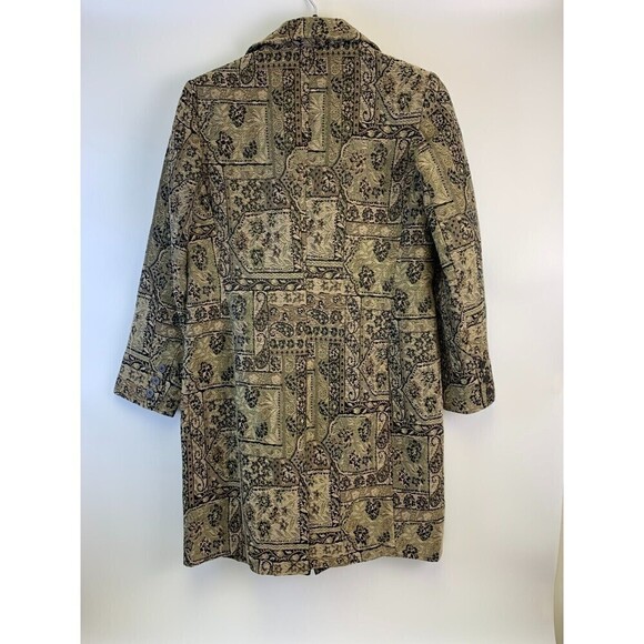Newport News Brocade Jacquard Button Jacket Vintage Pea Coat Mid Length Women 12 - Picture 4 of 12